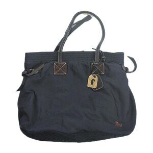 Dooney & Bourke Victoria Large Tote Nylon Leather Trim Handbag Navy Blue
